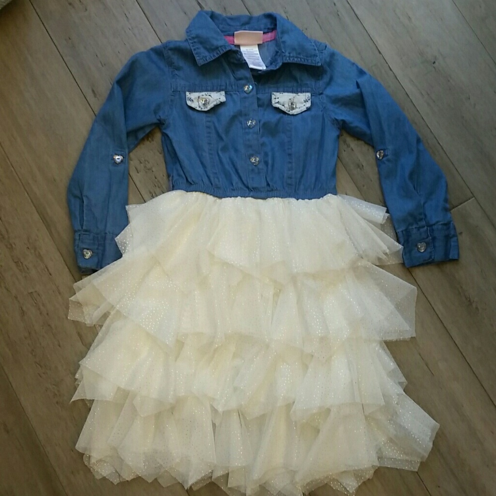 Little Lass 4T Jean and Tulle Dress